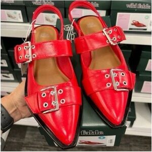 Women's Wild Fable Peyton Double Buckle Slingback Flats with Memory Foam Insole